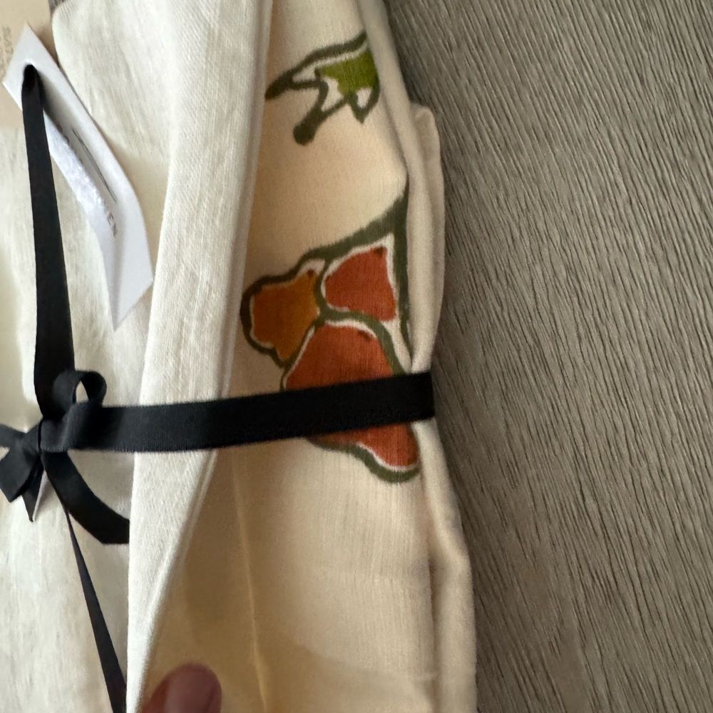 Rough Linen The Original Poppy BlockPrint Linen Pinafore-Apron orange Large - Picture 3 of 3